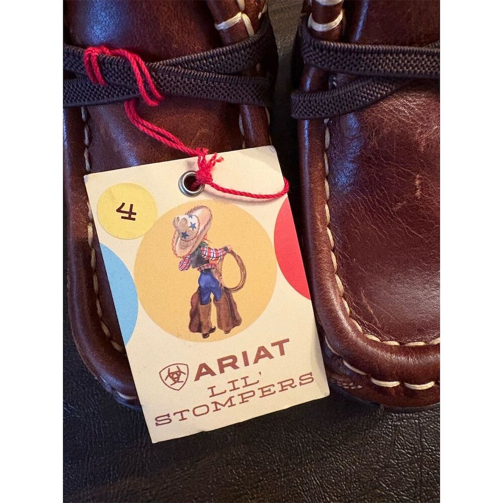 Ariat Toddler Boys Lil' Stomper Brown Dress‎ Shoes Lace Up NWT size 4 toddler - Picture 3 of 8